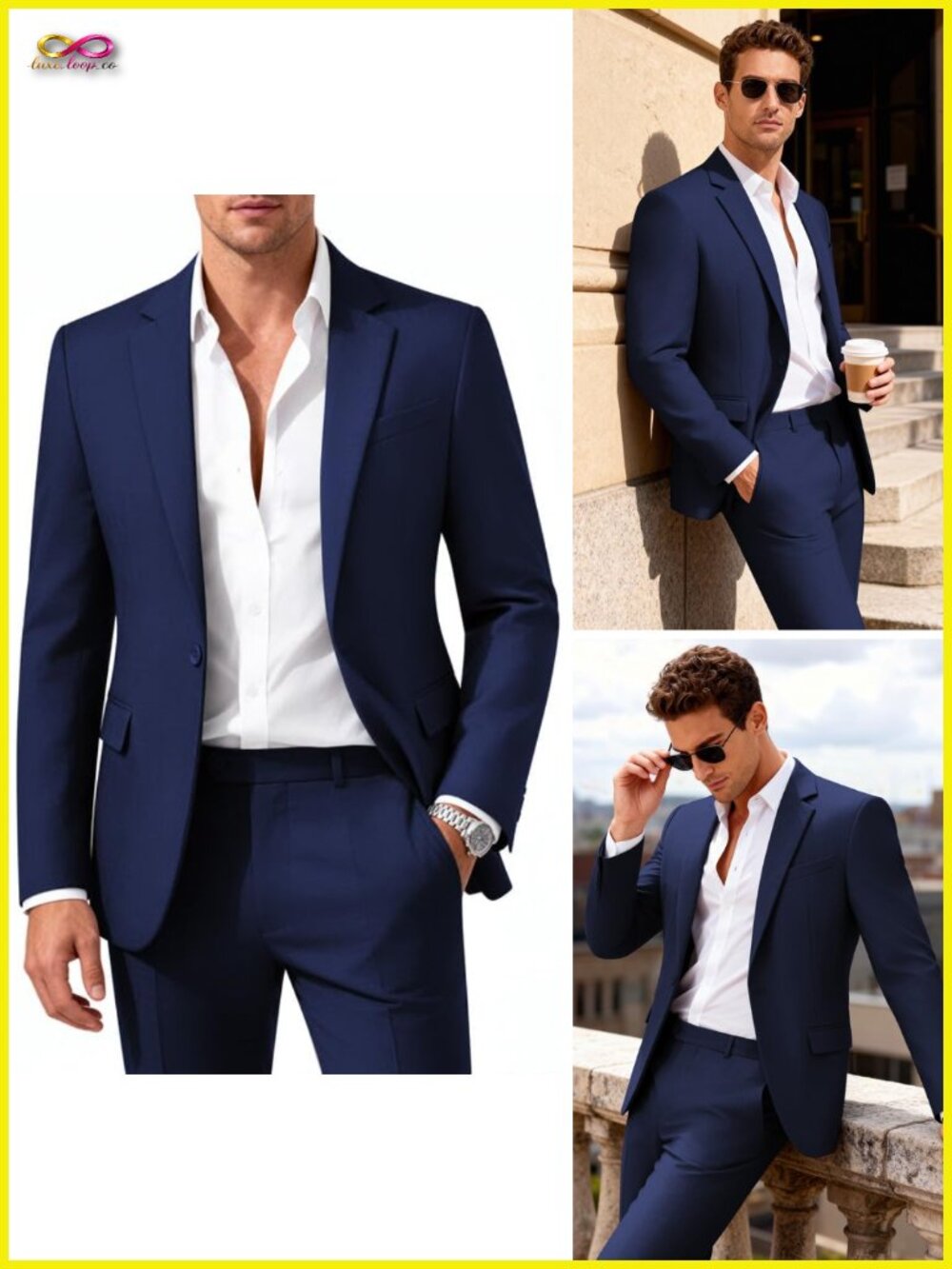 Men's Slim Fit 2-Piece Suit Blazer and Pants Notch Lapel